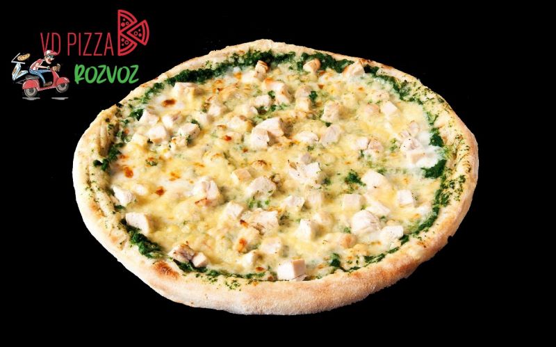VDPizza Šternberk - 24. BOLZANO - (mozzarela, špenát, kuřecí maso, česnek, sýr)