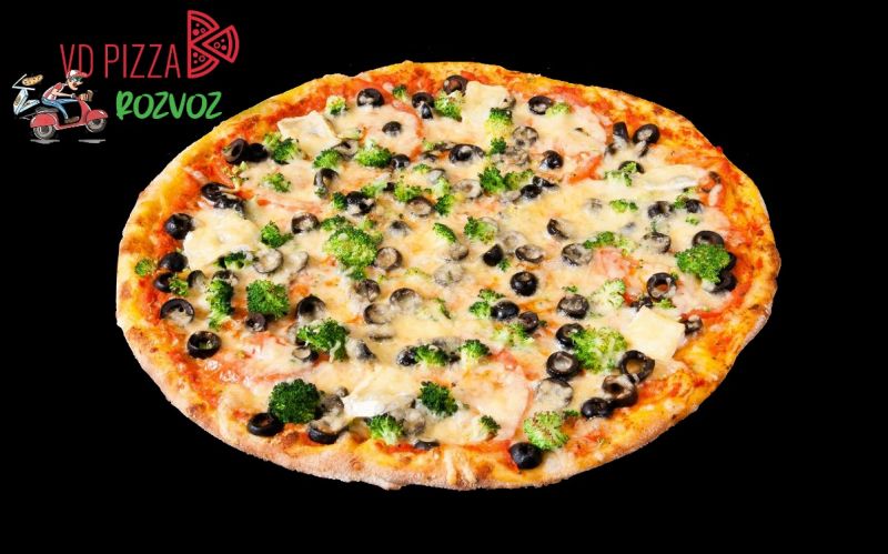 VDPizza Šternberk - 46. PRIMAVERA - (mozzarela, hermelín, brokolice, černé olivy, rajče, sýr)